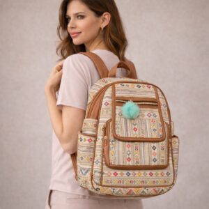boho charm jute backpack